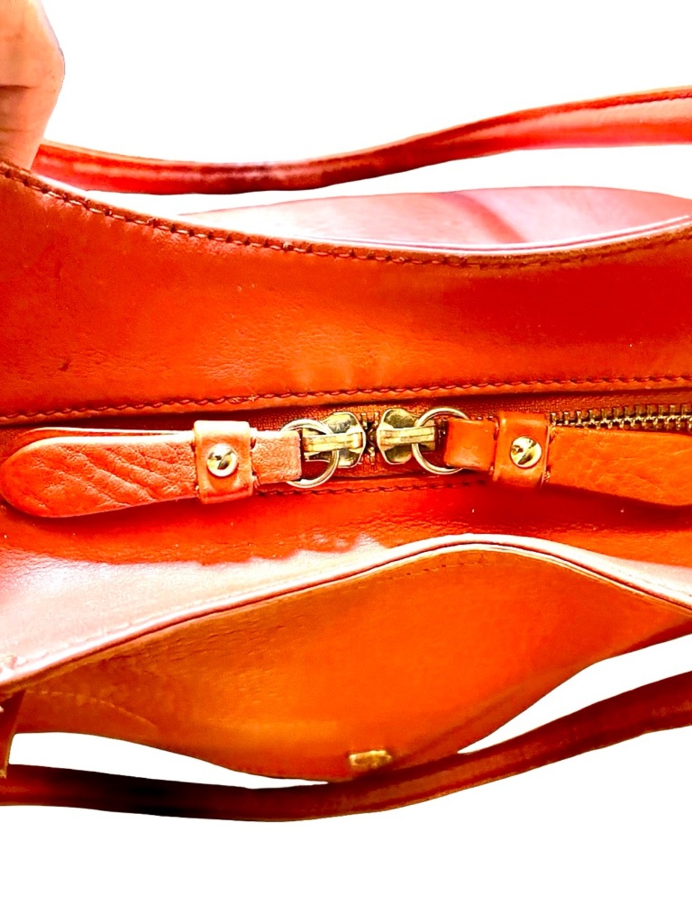 Cole Haan Orange Pebbled Leather Shoulder Bag - Picture 11 of 12